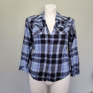 Dressbarn Plaid Button Down Shirt